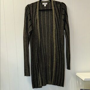 Jaclyn Smith Black and Gold Striped Cardigan